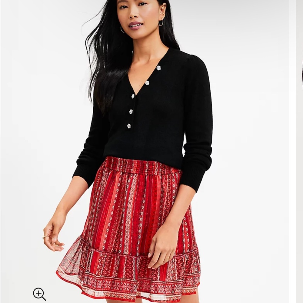 LOFT Tiered Striped Skirt XS